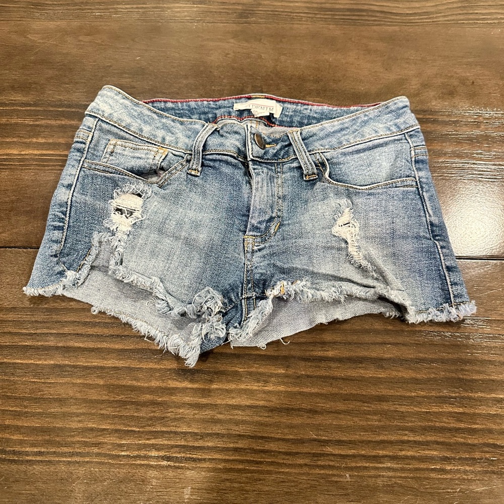 2.1 Denim Blue Distressed Jean Shorts